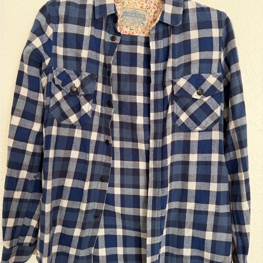 JACHS Girlfriend Navy and White Flannel